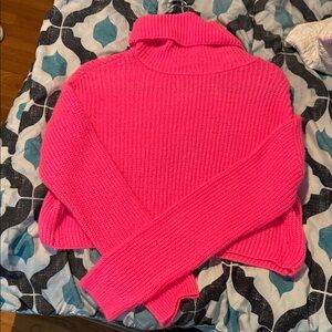 Francesca's Collections Vibrant Pink Turtleneck Sweater
